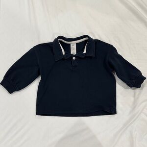 H&M Dark Navy Long-Sleeve Polo with Contrast Trim